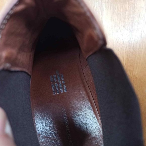 METROPOLITAN VIEW Men Dress Boots Size 13 Brown Italian Leather Slip On - Picture 8 of 11